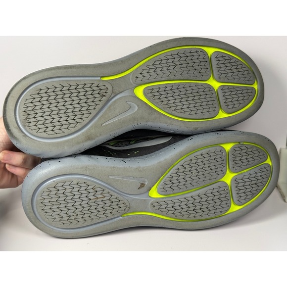 Nike Flyknit Lunarglide 8 Womens 11 Gray Neon Running Athletic Training Shoe - Picture 6 of 8